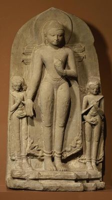 Buddha Shakyamuni with Monk Attendants, 11th-12th century. Creator: Unknown