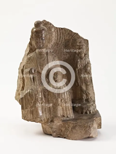 Buddha with a bodhisattva (fragment), Period of Division, 534-550. Creator: Unknown.