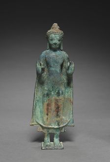 Buddha with Hands in Gesture of Teaching, Vitarka Mudra, 600s. Creator: Unknown