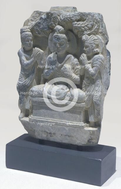 Buddha with Indra and Brahma, 50-100 CE. Creator: Unknown.