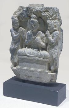 Buddha with Indra and Brahma, 50-100 CE. Creator: Unknown