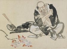 Buddhist allegory of a priest burning cherry branches, late 18th-early 19th century. Creator: Hokusai