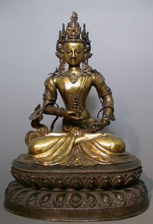 Buddhist Deity Vajrasattva with Bell (Ghanta) and Thunderbolt (Vajra), 18th century. Creator: Unknown