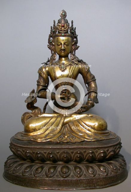 Buddhist Deity Vajrasattva with Bell (Ghanta) and Thunderbolt (Vajra), 18th century. Creator: Unknown.