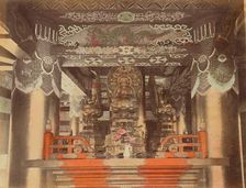 Buddhist Images, Inside Pagoda, Nikko, 1870s-1890s. Creator: Kusakabe Kimbei
