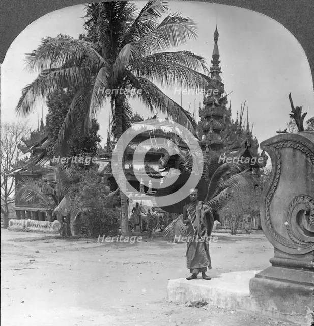 Buddhist monastery used as a priests' home and school, Mandalay, Burma, 1908. Artist: Stereo Travel Co