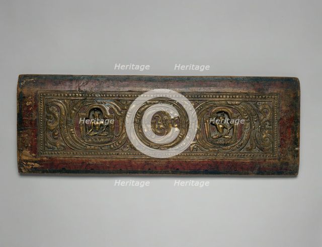 Buddhist Manuscript Cover with the Bodhisattvas Avalokiteshvara and Manjushri, c. 1300. Creator: Unknown.