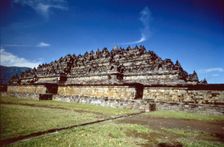 Buddhist stupa with pyramid-shaped silhouette..., built in the Mahayan tradition between 750-850. Creator: Unknown