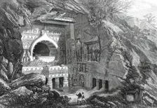 Buddhist Rock-Cut Temple, Ajunta, India, 1876. Creator: P. Grenier