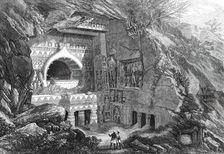 Buddhist Rock-Cut Temple, Ajunta, India, 1876. Creator: P. Grenier
