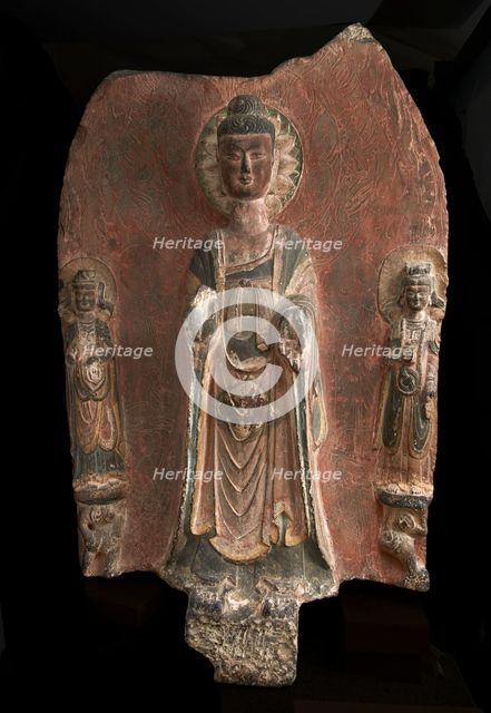 Buddhist tablet: the Buddha Gautama Sakyamuni (Shih-chia)..., Period of Division, 386-535. Creator: Unknown.