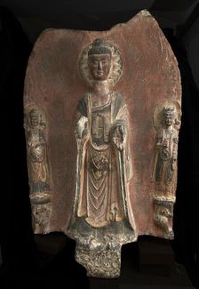Buddhist tablet: the Buddha Gautama Sakyamuni (Shih-chia)..., Period of Division, 386-535. Creator: Unknown