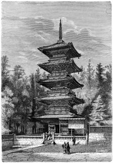 Buddhist temple, Nikko, Japan, 1895.Artist: Hildibrand