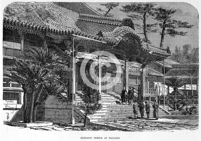 'Buddhist temple at Nagasaki', Japan, c1880. Artist: Unknown