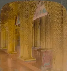 Buddhist temple interior with costly decorations in gold and colors, Moulmein, Burma 1907. Artists: Elmer Underwood, Bert Elias Underwood