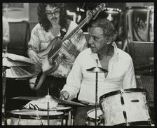 Buddy Rich and Dave Carpenter playing at the Royal Festival Hall, London, June 1985. Artist: Denis Williams