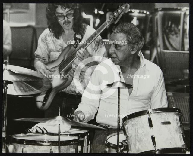 Buddy Rich and Dave Carpenter playing at the Royal Festival Hall, London, June 1985. Artist: Denis Williams