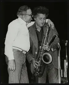 Buddy Rich and Steve Marcus at the Royal Festival Hall, London, June 1985. Creator: Denis Williams