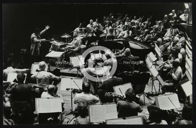 Buddy Rich and the Royal Philharmonic Orchestra in concert at the Royal Festival Hall, London, 1985. Creator: Denis Williams.