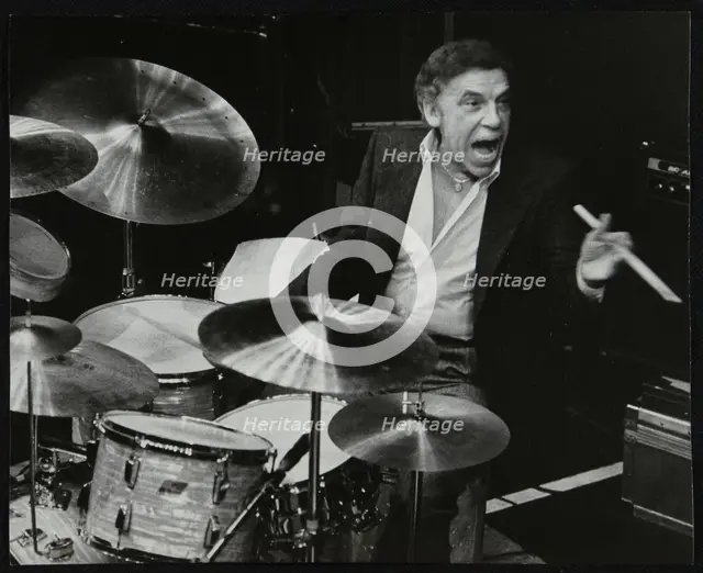 Buddy Rich in concert at the Forum Theatre, Hatfield, Hertfordshire, March 1980. Creator: Denis Williams.