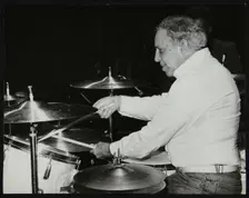 Buddy Rich on the drums, Royal Festival Hall, London, June 1985. Creator: Denis Williams