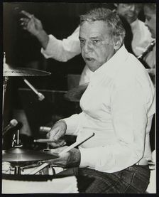 Buddy Rich playing the drums at the Royal Festival Hall, London, June 1985. Artist: Denis Williams