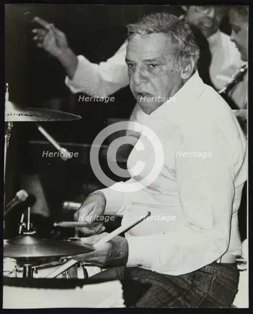 Buddy Rich playing the drums at the Royal Festival Hall, London,  June 1985. Creator: Denis Williams.