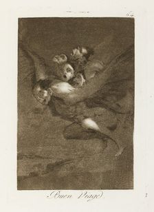 Buen Viage.; Los Caprichos, pl.64, 1799. Creator: Francisco Goya