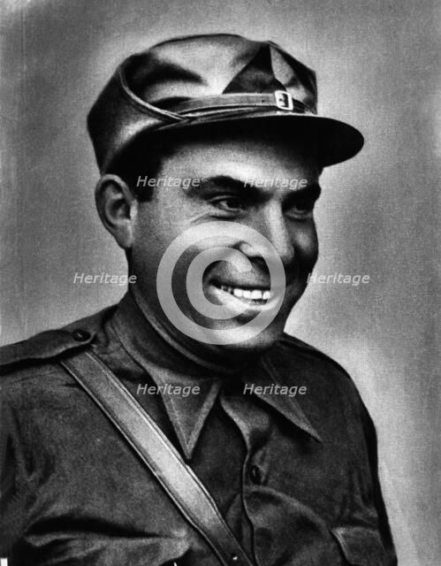 Buenaventura Durruti (1896-1936), Spanish anarchist leader, reproduction of a photograph.