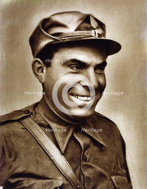 Buenaventura Durruti (1896-1936), Spanish anarchist leader, reproduction of a photograph.