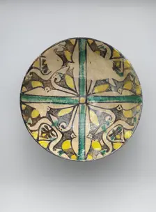 Buff Ware Bowl with Geometric Patterns, Iran, 9th century. Creator: Unknown