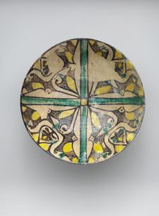 Buff Ware Bowl with Geometric Patterns, Iran, 9th century. Creator: Unknown
