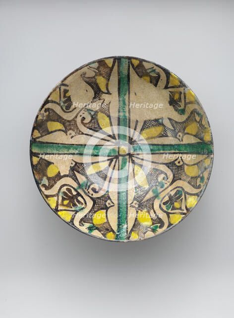Buff Ware Bowl with Geometric Patterns, Iran, 9th century. Creator: Unknown.