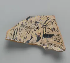 Buff Ware Fragment with Animal Decoration, Iran, 9th century. Creator: Unknown