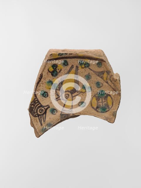 Buff Ware Fragment with Horned Animals, Iran, 9th-10th century. Creator: Unknown.