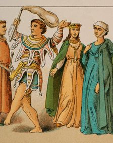 Buffoon and ladies, 1200, (1884). Creator: Unknown