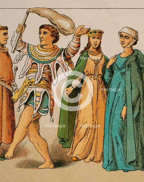 Buffoon and ladies, 1200, (1884). Creator: Unknown.