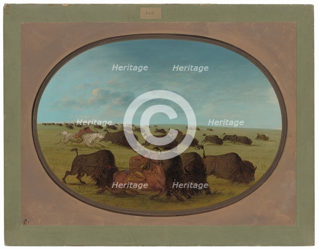 Buffalo Chase, with Accidents, 1861/1869. Creator: George Catlin.