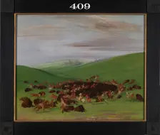 Buffalo Chase, a Surround by the Hidatsa, 1832-1833. Creator: George Catlin