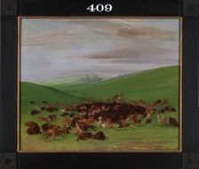 Buffalo Chase, a Surround by the Hidatsa, 1832-1833. Creator: George Catlin