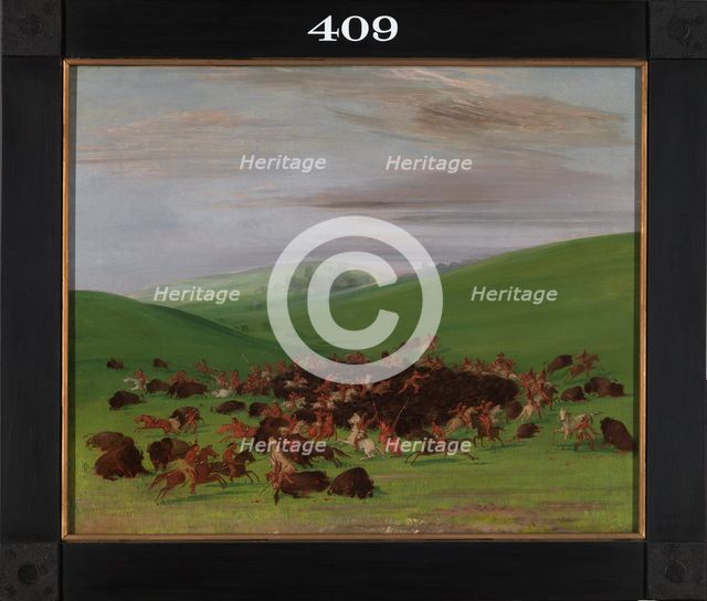 Buffalo Chase, a Surround by the Hidatsa, 1832-1833. Creator: George Catlin.