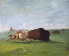 Buffalo Chase, a Single Death, 1832-1833. Creator: George Catlin