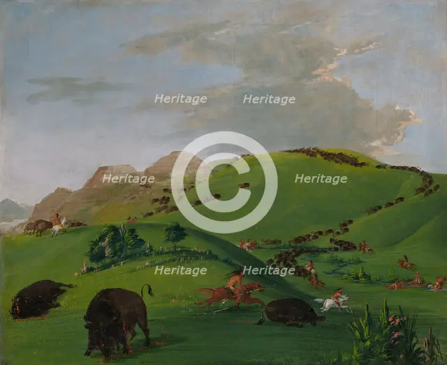 Buffalo Chase, Mouth of the Yellowstone, 1832-1833. Creator: George Catlin.
