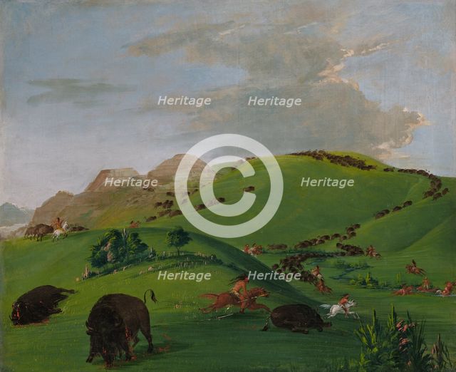 Buffalo Chase, Mouth of the Yellowstone, 1832-1833. Creator: George Catlin.