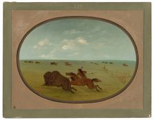 Buffalo Chase, Sioux Indians, Upper Missouri, 1861/1869. Creator: George Catlin