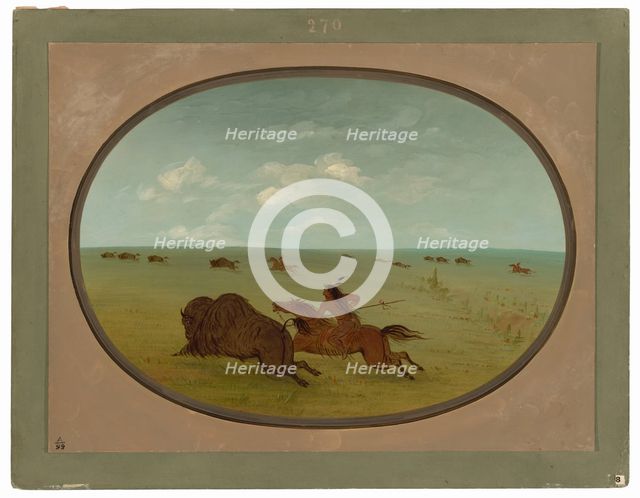 Buffalo Chase, Sioux Indians, Upper Missouri, 1861/1869. Creator: George Catlin.