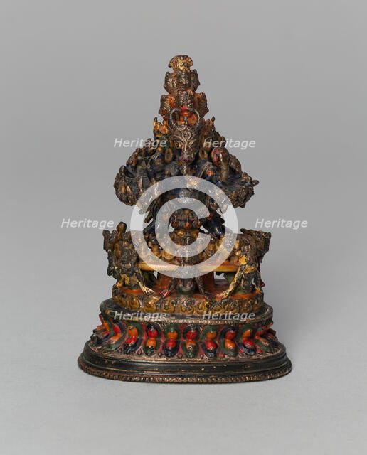 Buffalo-Headed Vajrabhairava, a Wrathful form of Bodhisattva Manjushri, 15th century. Creator: Unknown.