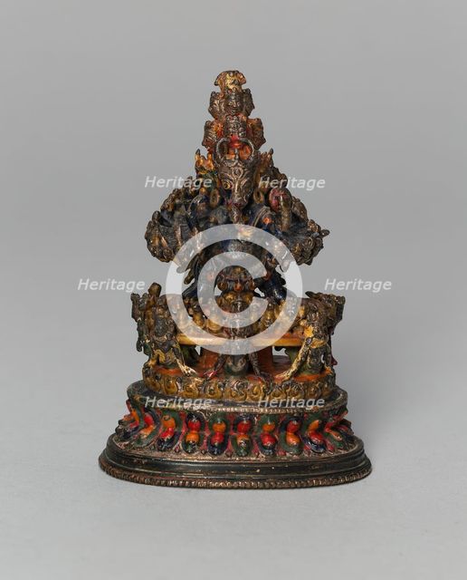 Buffalo-Headed Vajrabhairava, a Wrathful form of Bodhisattva Manjushri, 15th century. Creator: Unknown.