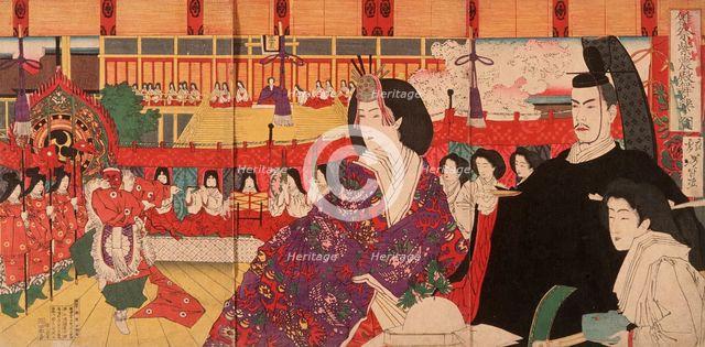 Bugaku Performance at the Imperial Palace during Hinamatsuri, 19th century. Creator: Tsukioka Yoshitoshi.