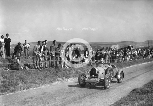 Bugatti Type 23 of LJ Smyth competing at the Bugatti Owners Club Lewes Speed Trials, Sussex, 1937. Artist: Bill Brunell.
